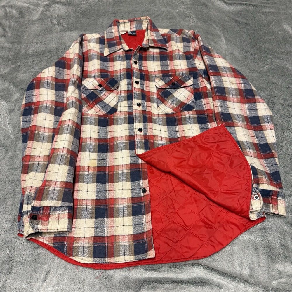 Vintage JC Penney Men's Shop Quilt Lined Button Flannel Shirt Men’s XL